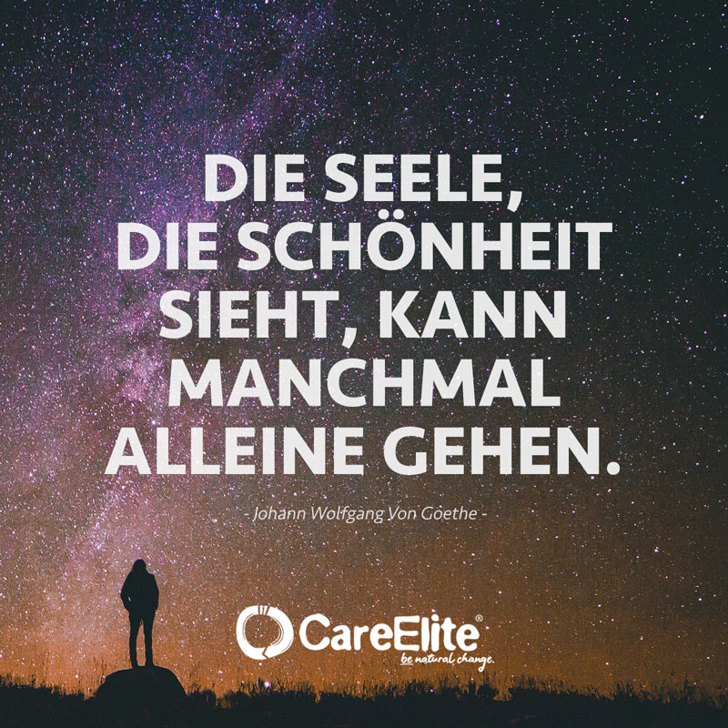 "Die Seele, die Schönheit sieht, kann manchmal alleine gehen." (Zitat von Johann Wolfgang von Goethe)