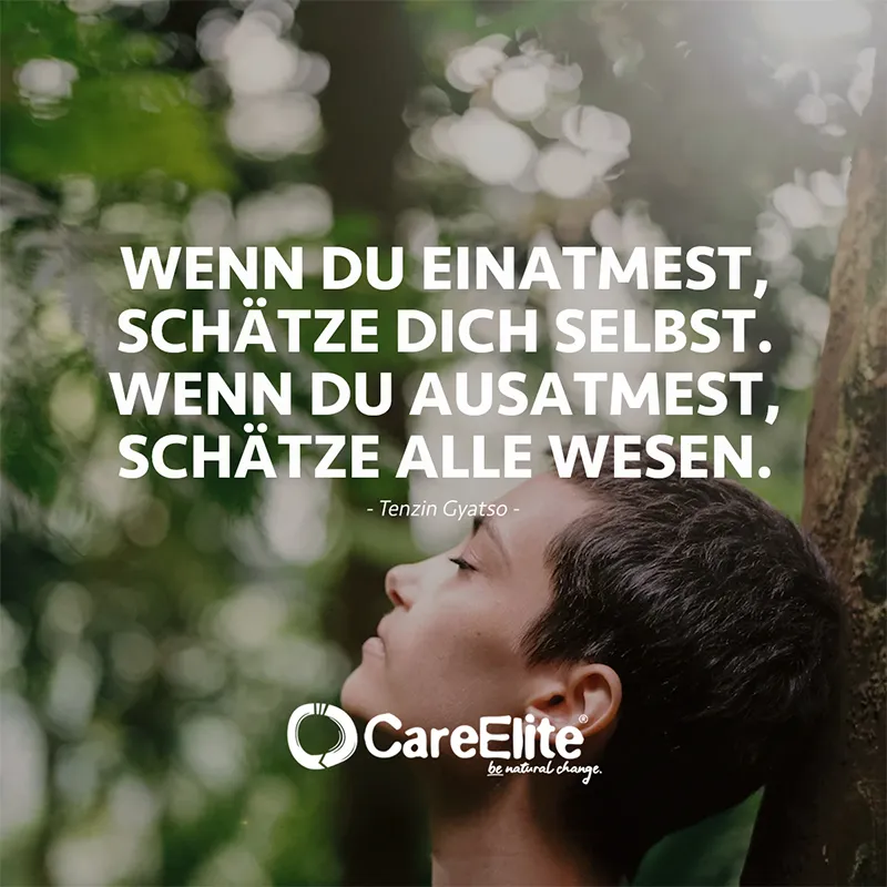 "Wenn du einatmest, schätze dich selbst. Wenn du ausatmest, schätze alle Wesen." (Dalai Lama, Tenzin Gyatso)