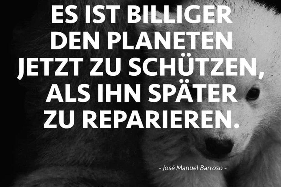 „Es ist billiger den Planeten jetzt zu schützen, als ihn später zu reparieren.“ (José Manuel Barroso)